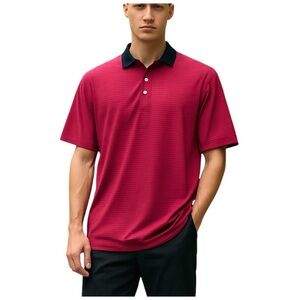F&G Tech Men’s Classic Polo Shirt. Red, Navy. Large